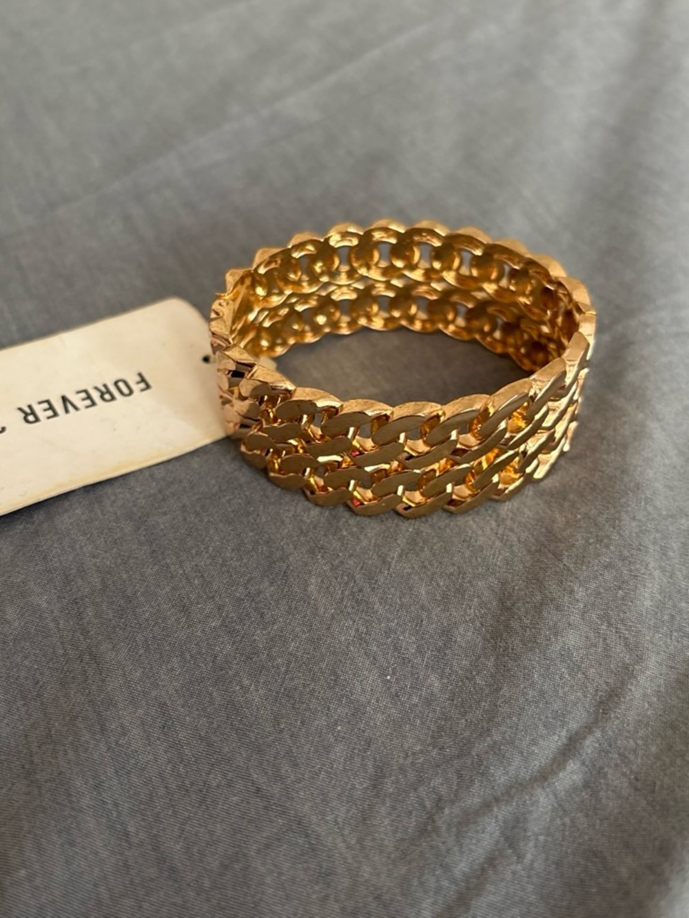 Forever 21 Shiny Gold Link Stretch Bracelet